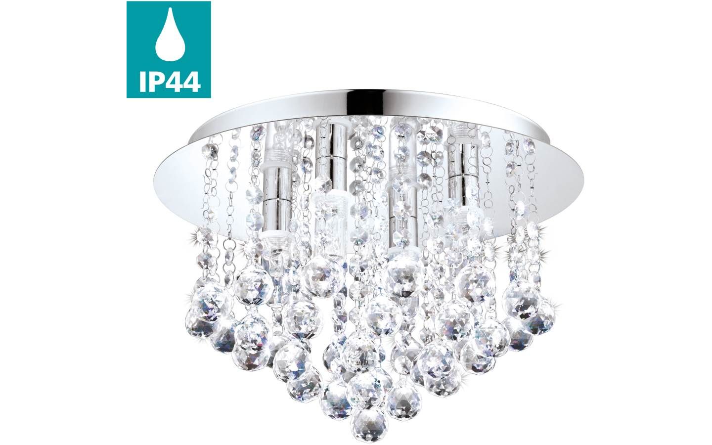 Almonte Kristallplafond 35cm G9 LED 3000K 4x3W Krom IP44