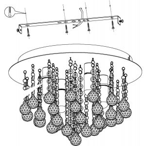 Almonte Kristallplafond 35cm G9 LED 3000K 4x3W Krom IP44