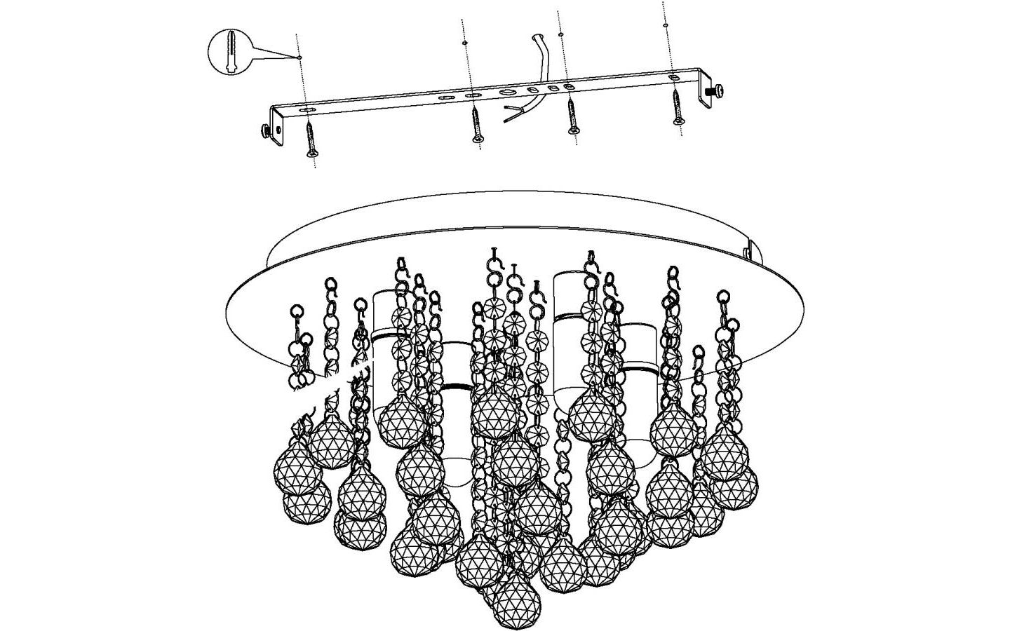 Almonte Kristallplafond 35cm G9 LED 3000K 4x3W Krom IP44