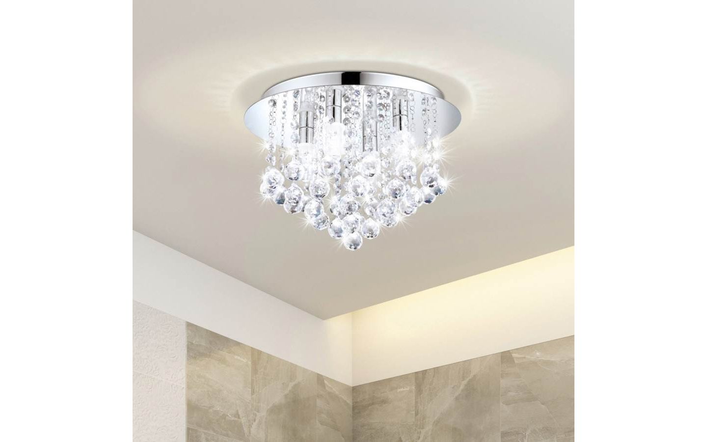 Almonte Kristallplafond 35cm G9 LED 3000K 4x3W Krom IP44