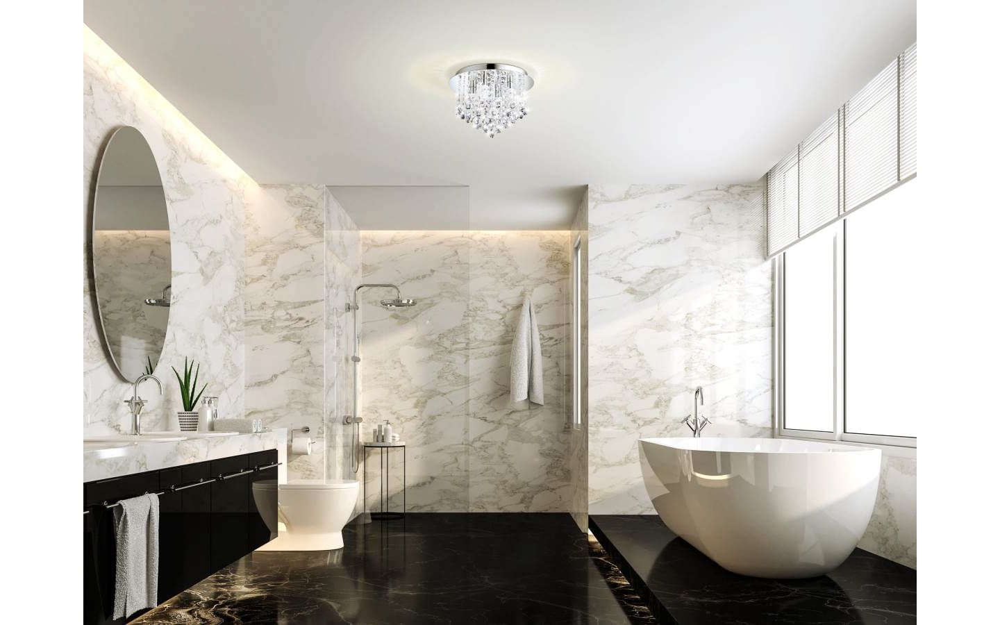 Almonte Kristallplafond 35cm G9 LED 3000K 4x3W Krom IP44