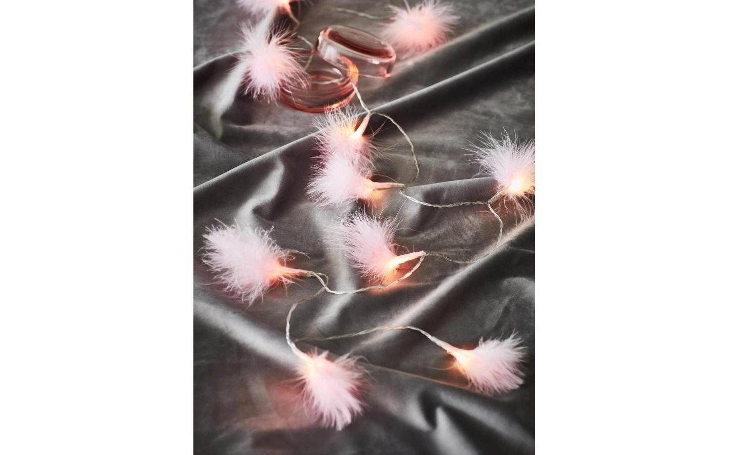 Dun Batteridriven Ljusslinga Fjädrar Rosa, LED