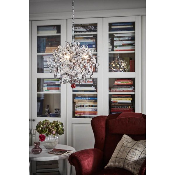 Hidden Gem Kristallkrona 40cm 3L Krom/Klar/Rökfärgad