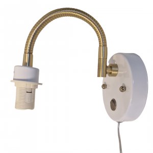Svaneholm Vägglampa Vit/Borstad Mässing