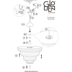 Kyoto Taklampa 60cm E27 Vit