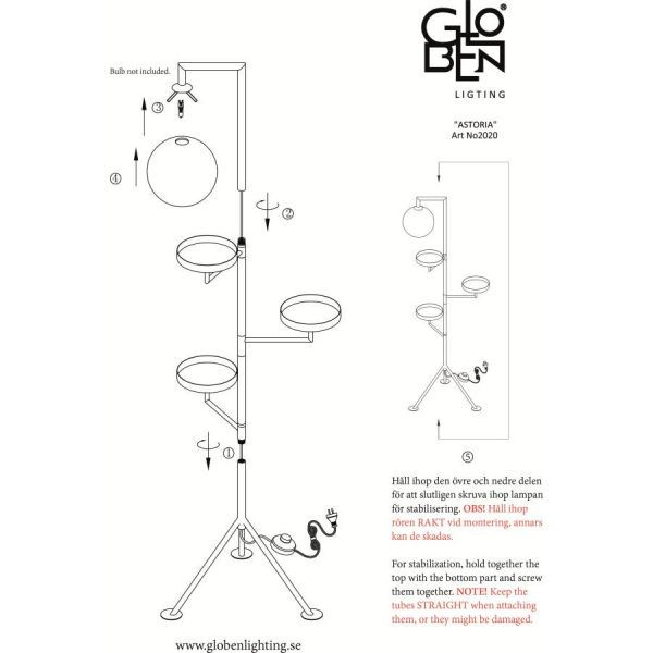 Astoria Golvlampa 153cm G9 Svart