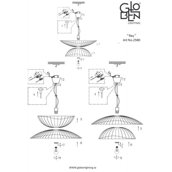 Ray Taklampa Svart 70cm