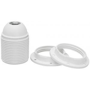Lamphållare, Ojordad, Gängad, Vit, E27