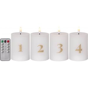 LED Blockljus 4-pack Flamme Advent Vit