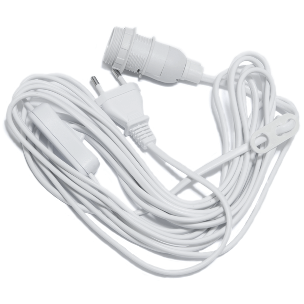 Sladdställ E14 5m Vit med strömbrytare