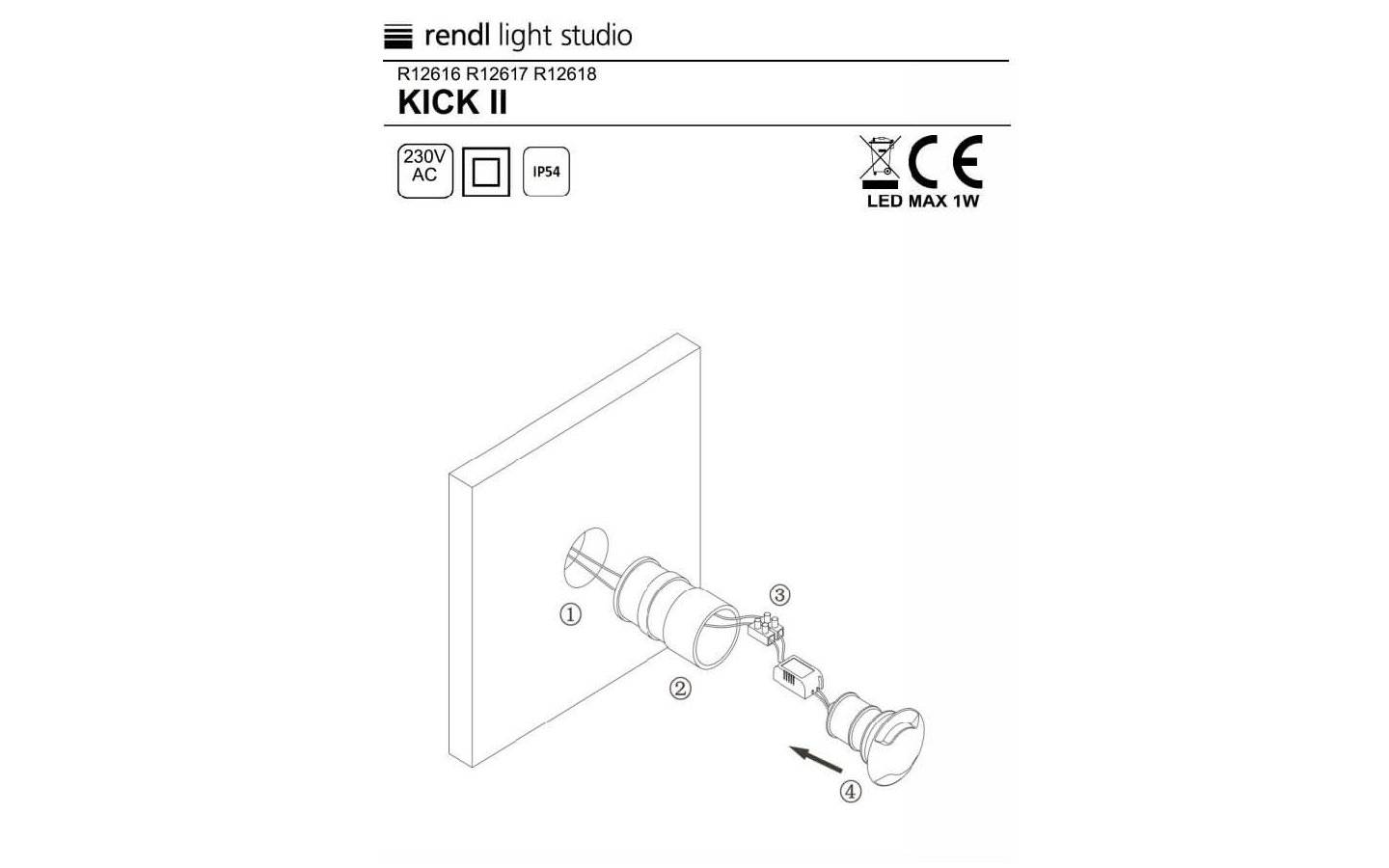 Kick II Vägglampa Svart