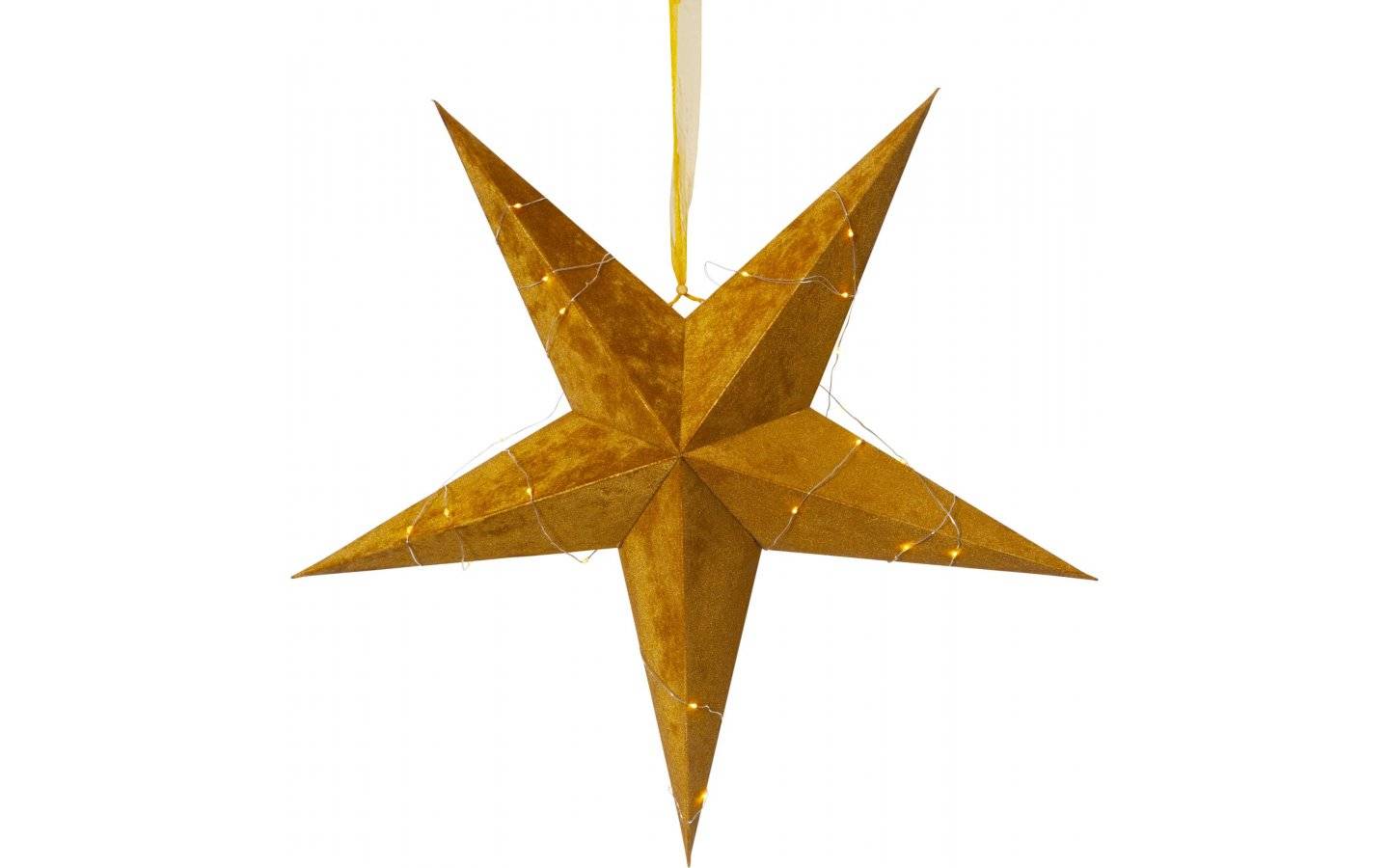 Velvet Batteridriven Julstjärna Sammet Med Ljusslinga, Guld