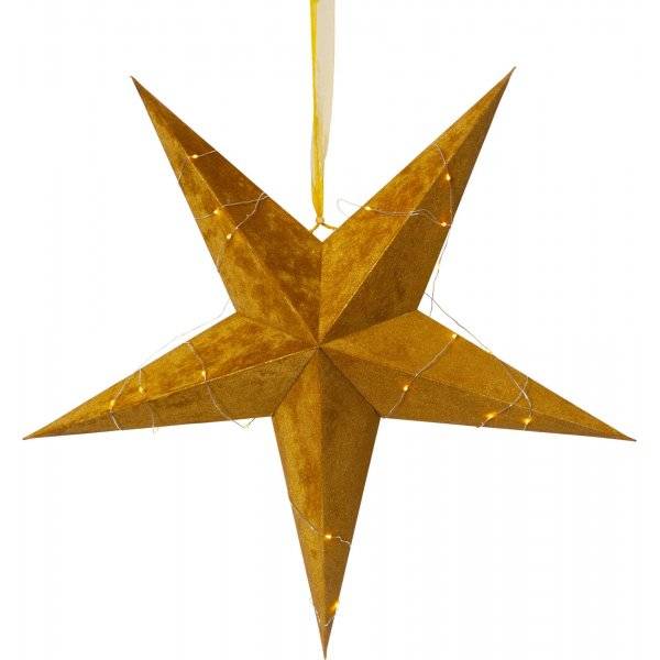 Velvet Batteridriven Julstjärna Sammet Med Ljusslinga, Guld