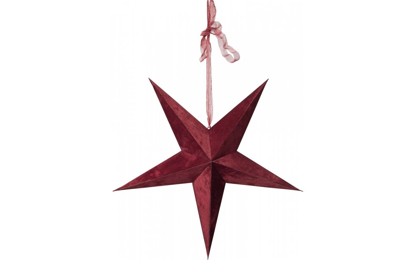 Velvet Batteridriven Julstjärna Sammet Med Ljusslinga, Vinröd