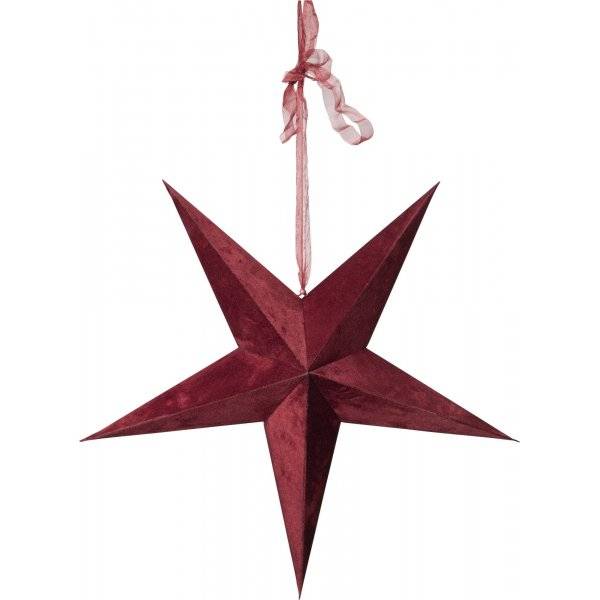 Velvet Batteridriven Julstjärna Sammet Med Ljusslinga, Vinröd