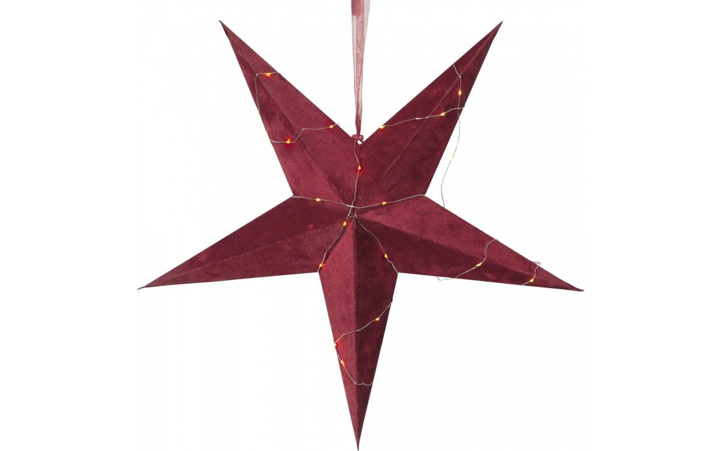 Velvet Batteridriven Julstjärna Sammet Med Ljusslinga, Vinröd