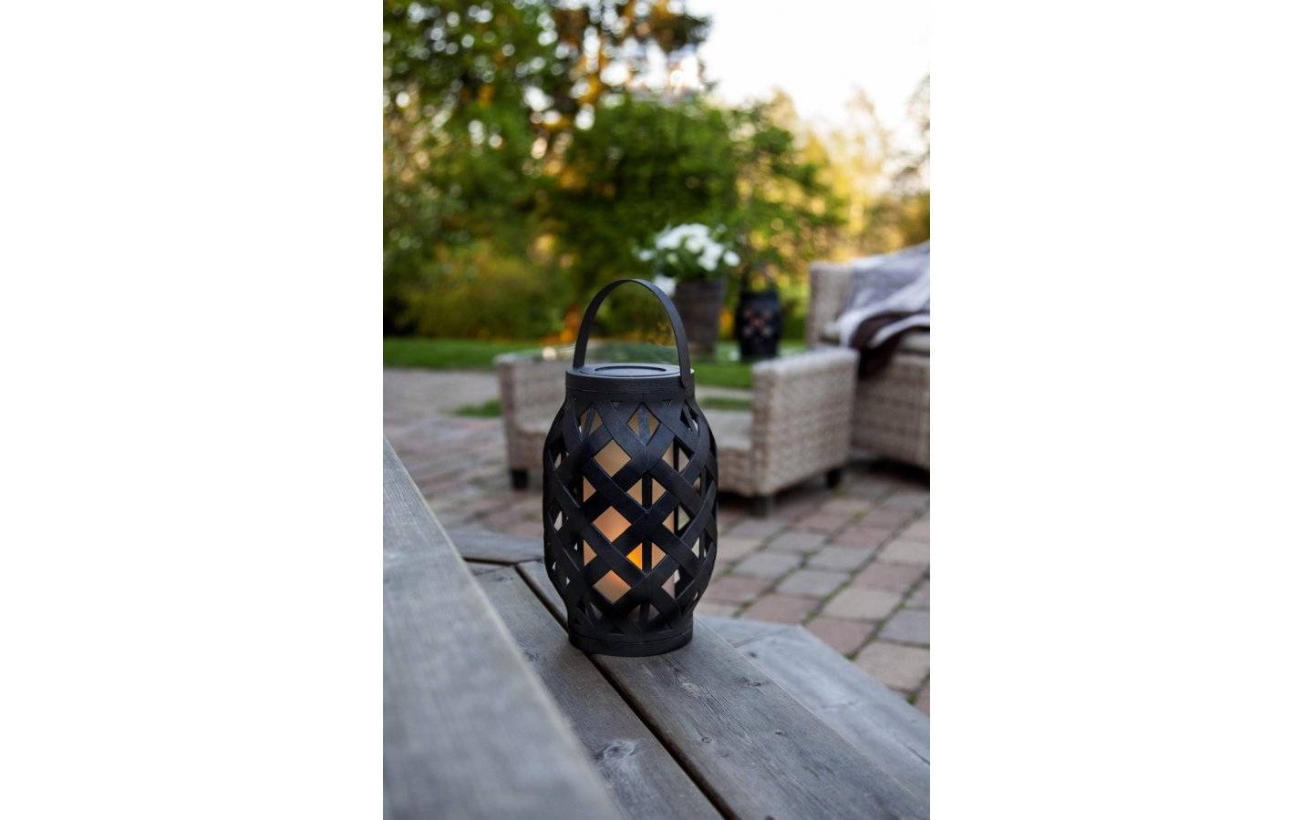 Lykta Flame Batteridriven med Timer 23cm Svart