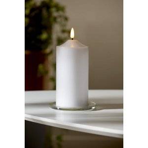 LED Blockljus Flamme i Vax med Timer 17cm Vit