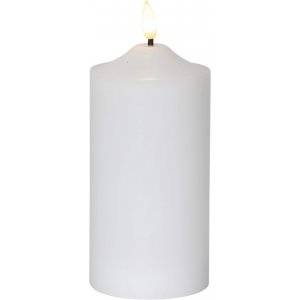 LED Blockljus Flamme i Vax med Timer 17cm Vit