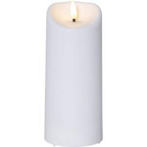 LED Blockljus Flamme med Timer 18cm Utomhusbruk Vit