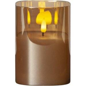 LED Blockljus Flamme i Glas med Timer 12,5cm Amber