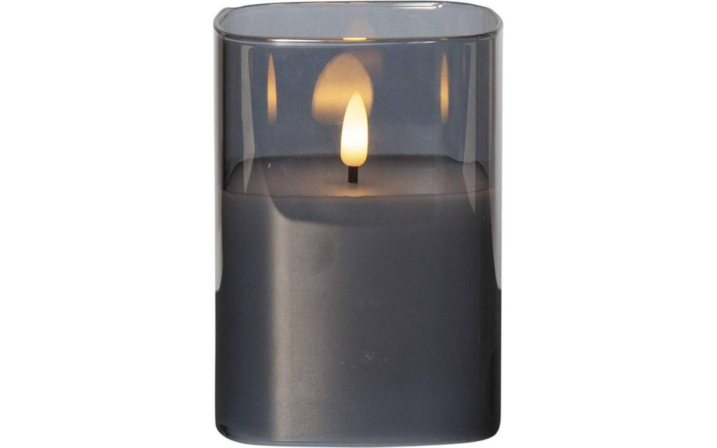 LED Blockljus Flamme i Glas med Timer 12,5cm Svart