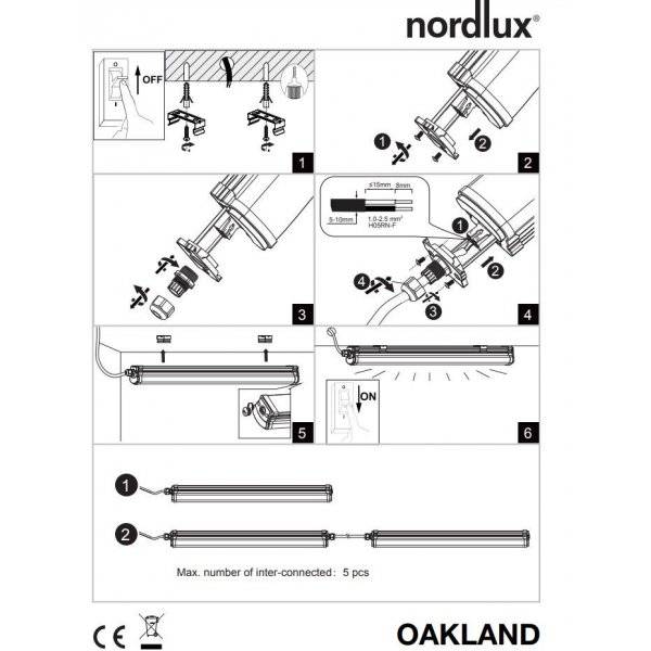 Oakland LED-Armatur 155cm 4000K 5600lm 60W IP65