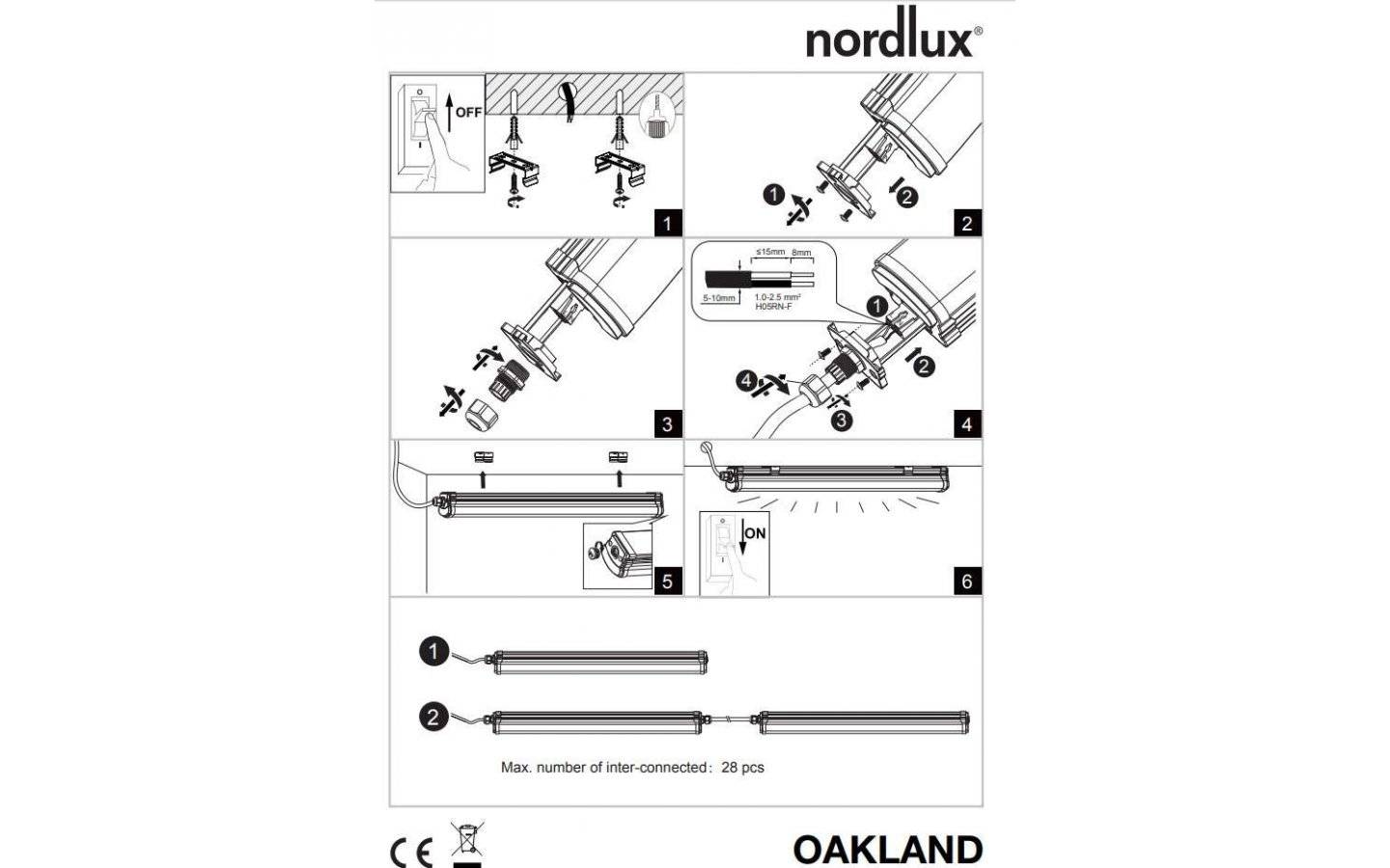 Oakland LED-Armatur 65cm 4000K 1050lm 11W IP65
