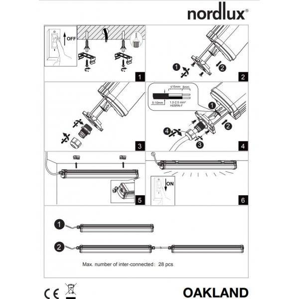 Oakland LED-Armatur 65cm 4000K 1050lm 11W IP65