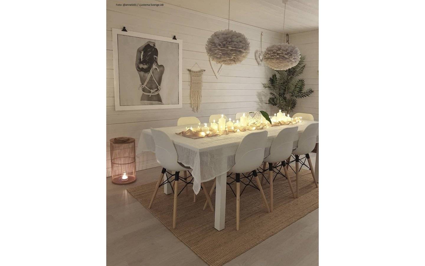 LED Blockljus Flamme i Vax med Timer 15cm Vit