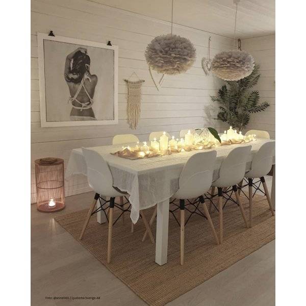 LED Blockljus Flamme i Vax med Timer 15cm Vit