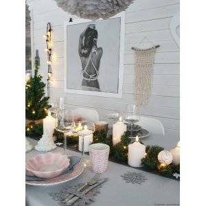 LED Blockljus Flamme i Vax med Timer 9,5cm Vit