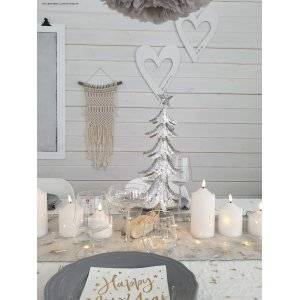 LED Blockljus Flamme i Vax med Timer 9,5cm Vit