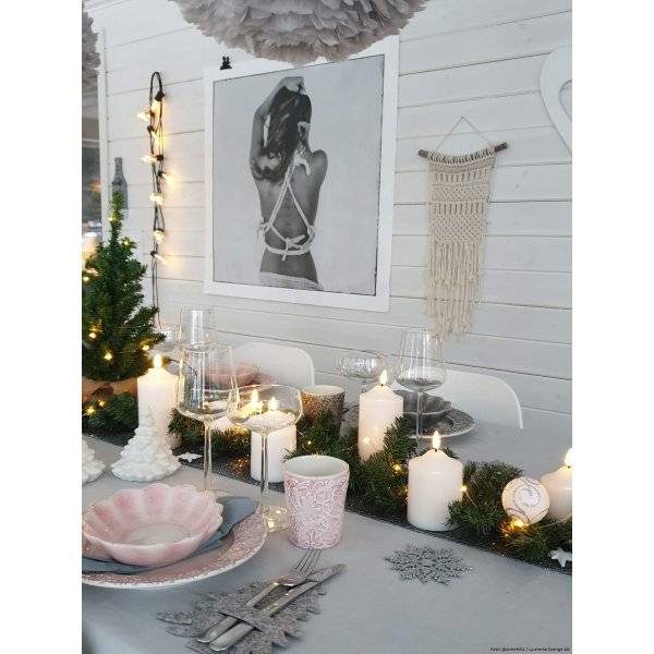 LED Blockljus Flamme i Vax med Timer 17cm Vit