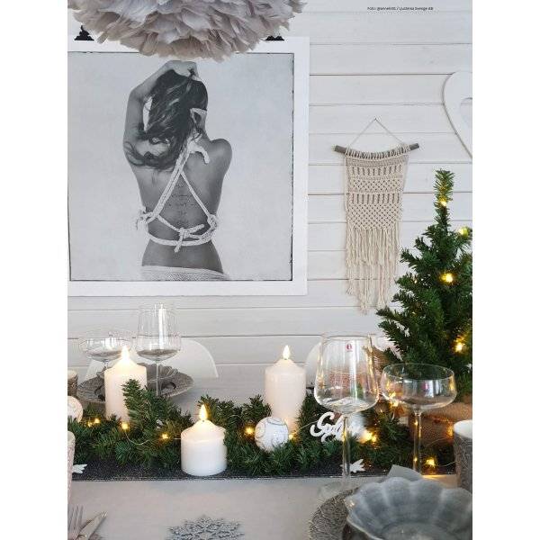 LED Blockljus Flamme i Vax med Timer 17cm Vit