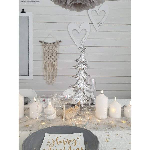 LED Blockljus Flamme i Vax med Timer 17cm Vit