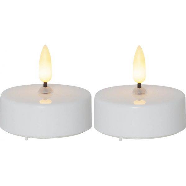 LED Värmeljus 2-pack Flamme Vit