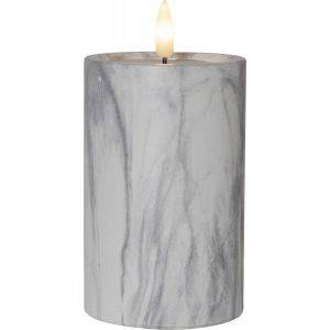LED Blockljus Flamme Marble 15cm Grå
