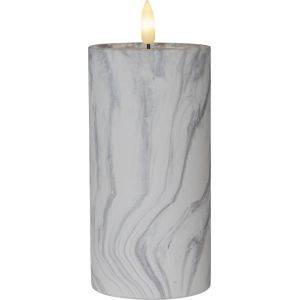 LED Blockljus Flamme Marble 18cm Grå