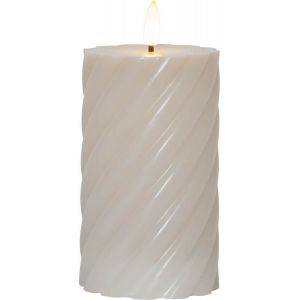 LED Blockljus Flamme Swirl 15 cm Beige