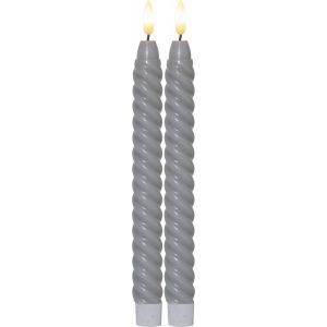 LED Antikljus 2-pack Flamme Swirl 25 cm Grå