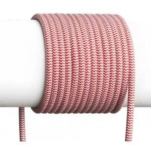 Fit Röd/vit Textilkabel 3G0,75, Metervara