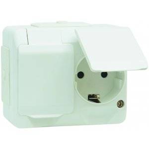 Kapslat vägguttag, 2-vägs, IP44