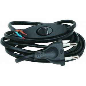 Armatursladd med strömbrytare, Svart, 0,7+1,8 m