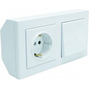 Hörnbox Optima Komplett Vit 1st uttag+1 st 1-pol/trapp