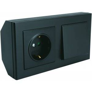 Hörnbox Optima Komplett Svart 1st uttag+1 st 1-pol/trapp