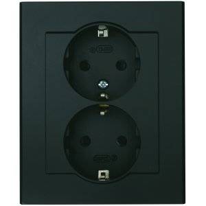 Vägguttag Optima Svart 2-vägs jordat