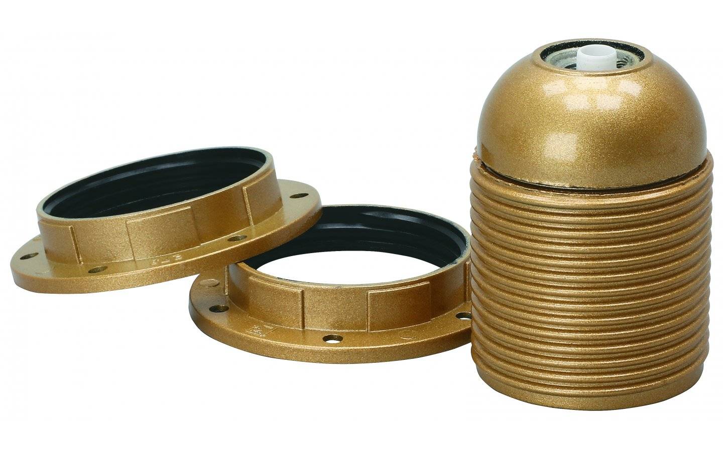 Lamphållare E27, Ojordad, Gängad, Guld