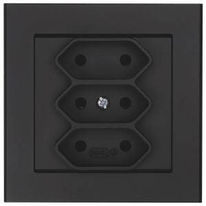 Vägguttag Optima 3-vägs Euro-uttag Svart