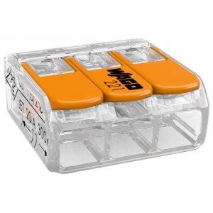 Kopplingsklämma Wago 221, 3-pol, 4 mm², 50 st/förp.
